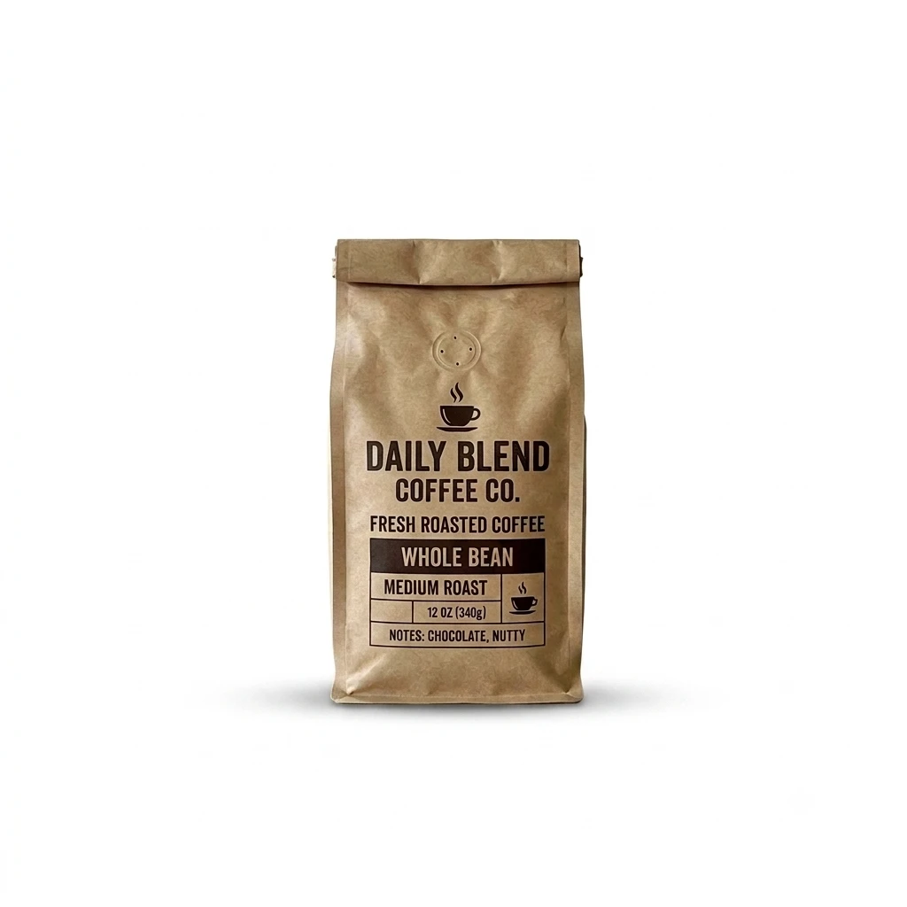 The same coffee pouch prepared as a white-background marketplace image